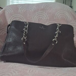 Kate Spade Dark Plum Shoulder Bag with Silver Chain